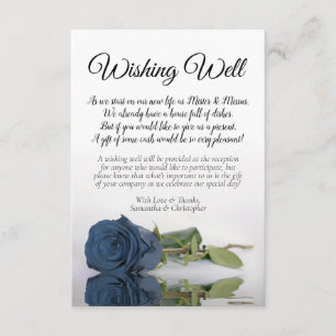 Tarjeta De Recepción Rosa azul turbio Boda deseando poema