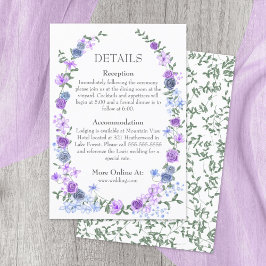 Tarjeta De Recepción Rosa azul violeta Boda de vid en el jardín