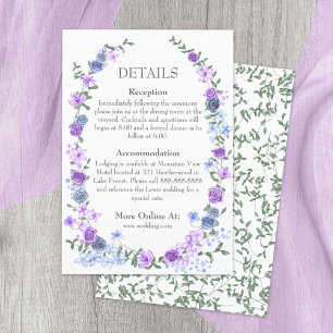Tarjeta De Recepción Rosa azul violeta Boda de vid en el jardín
