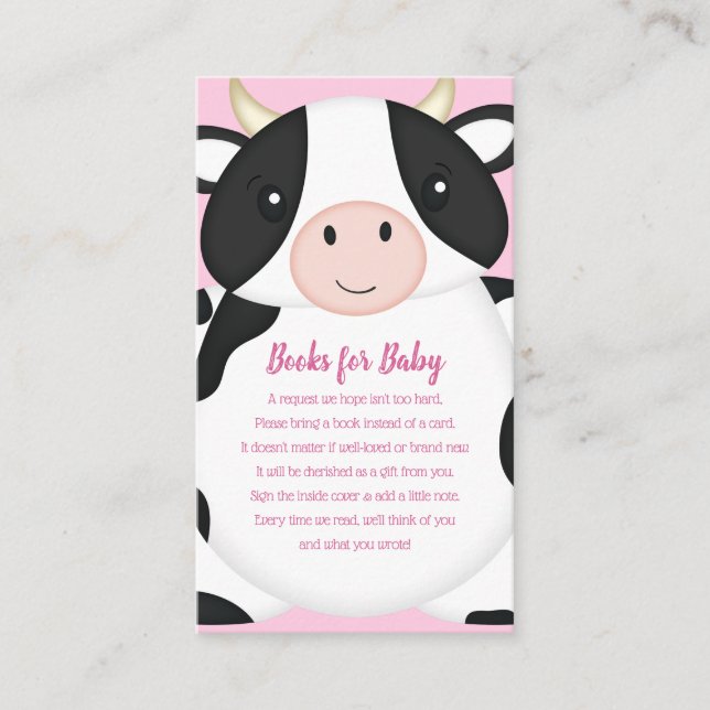 Tarjeta De Recepción Rosa Baby Shower de vaca (Anverso)