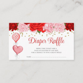 Tarjeta De Recepción Rosa Balón Valentine Diaper Raffle