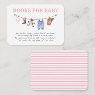 Tarjeta De Recepción Rosa BebéLibros de Vaquera Pequeña para Bebé