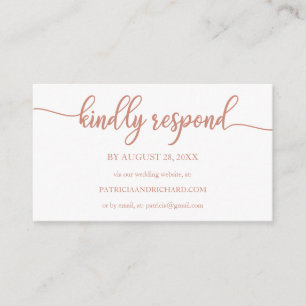 Tarjeta De Recepción Rosa Boda de caligrafía blanca en línea RSVP