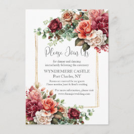 Tarjeta De Recepción Rosa Boda de Eucaliptos Florales