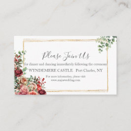 Tarjeta De Recepción Rosa Boda de Eucaliptos Florales