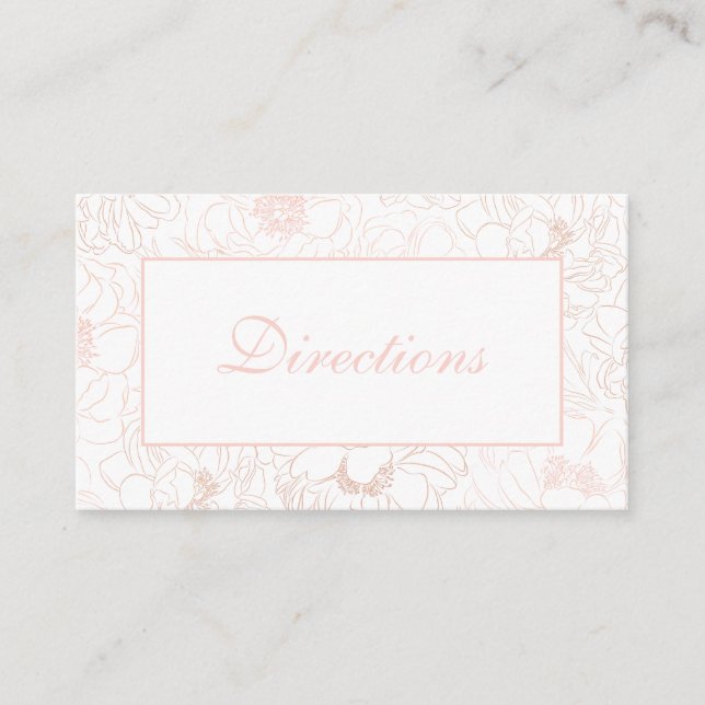 Tarjeta De Recepción Rosa Boda de instrucciones florales de oro (Anverso)
