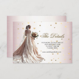 Tarjeta De Recepción Rosa Boda de Invierno Novia Corazones brillantes d