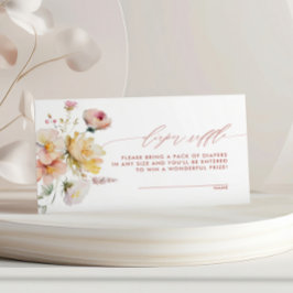 Tarjeta De Recepción Rosa Boho Garden Flores Diaper Raffle