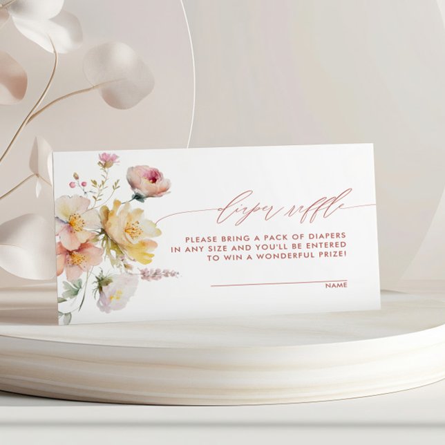 Tarjeta De Recepción Rosa Boho Garden Flores Diaper Raffle (Subido por el creador)