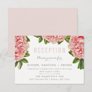 TARJETA DE RECEPCIÓN rosa chic floral flor peonía