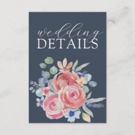 Tarjeta De Recepción Rosa de acuarela rústico Boda floral detalle