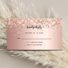 Tarjeta De Recepción Rosa de bodas de confetti dorado RSVP
