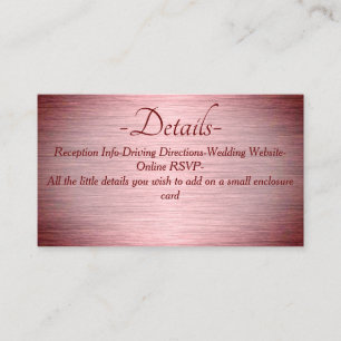 Tarjeta De Recepción Rosa de Borgoña con detalles de Boda Metalizado ce