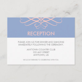 Tarjeta De Recepción Rosa de cuarzo y azul, elegante Boda floreciente