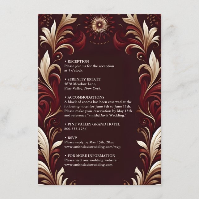 Tarjeta De Recepción Rosa de Fiesta Floral Rústico Boda español (Anverso)