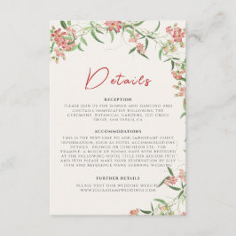 Tarjeta De Recepción Rosa de flores silvestres rosadas Boda Spring Garl