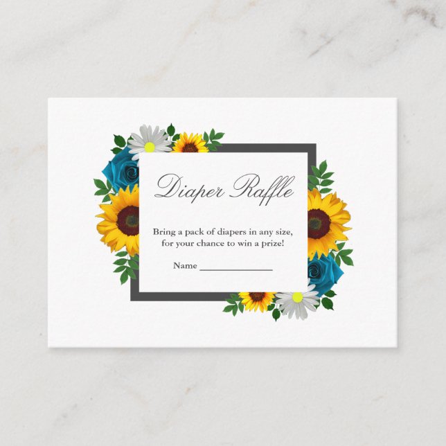 Tarjeta De Recepción Rosa de girasol Daisy Floral Baby Shower (Anverso)