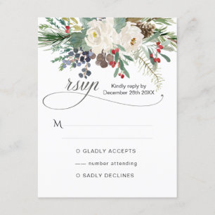 Tarjeta De Recepción Rosa de invierno 2 RSVP