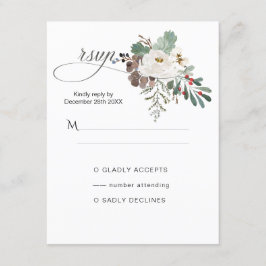 Tarjeta De Recepción Rosa de invierno RSVP