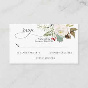 Tarjeta De Recepción Rosa de invierno RSVP