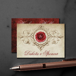 Tarjeta De Recepción Rosa de joyas | Vintage Grunge Crimson Que Desean 