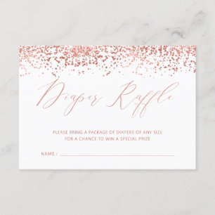 Tarjeta De Recepción Rosa de lujo Gold Baby Shower Diaper Raffle Ticket