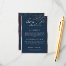 Tarjeta De Recepción Rosa de oro de la Marina Clásica con detalle de Bo