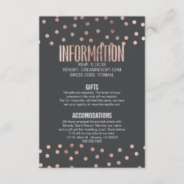 Tarjeta De Recepción Rosa de puntos de polka de oro y Boda negro de car
