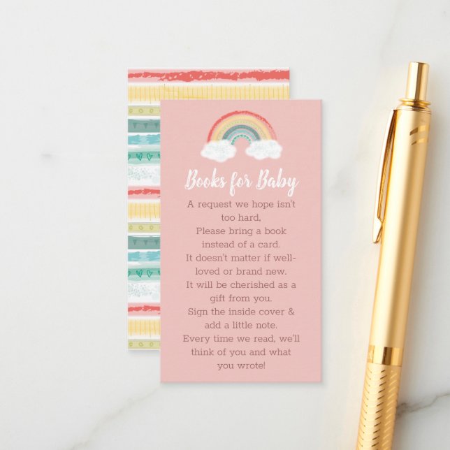Tarjeta De Recepción Rosa del arcoiris Baby Shower (Anverso/Reverso In Situ)