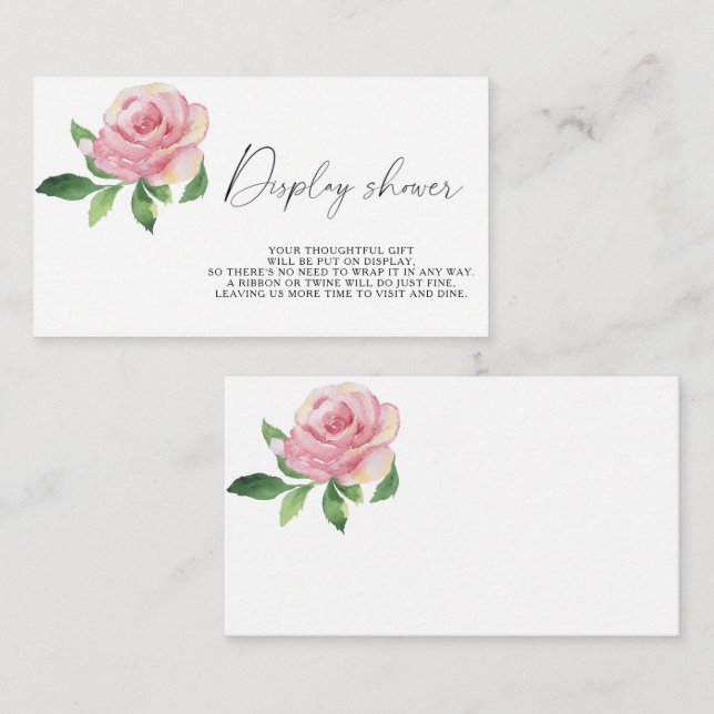 Tarjeta De Recepción Rosa - Ducha de exhibición (Anverso / Reverso)