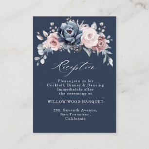 Tarjeta De Recepción Rosa Dusty Blue Mauve Slate Enclosu