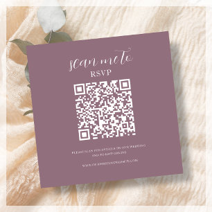 Tarjeta De Recepción Rosa Dusty Código QR RSVP de boda