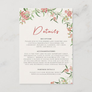 Tarjeta De Recepción Rosa Flor Silvestre Primavera Guirnalda Boda