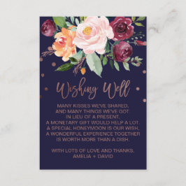 Tarjeta De Recepción Rosa floral de otoño Boda de oro deseando lo mejor