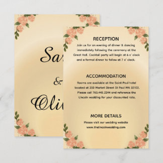 Tarjeta De Recepción Rosa Floral Elegante Rubor