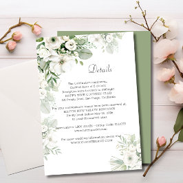 Tarjeta De Recepción Rosa floral verde turbio acuarela boda detalles