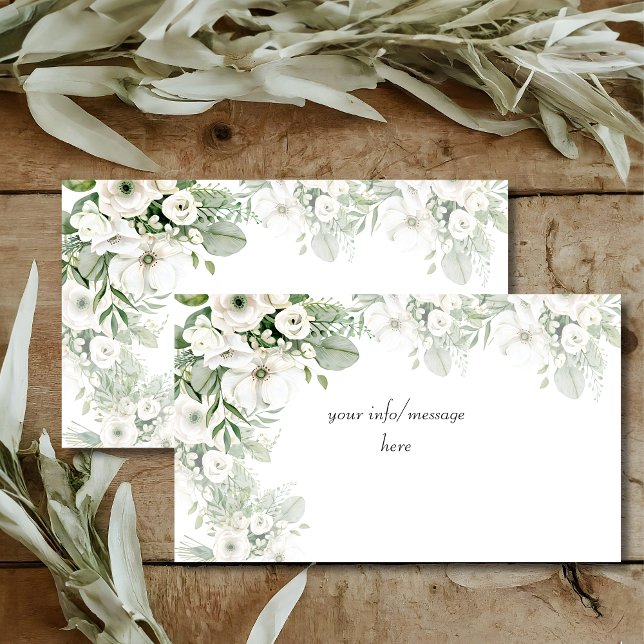 Tarjeta De Recepción Rosa floral verde turbio boda acuarela (Subido por el creador)