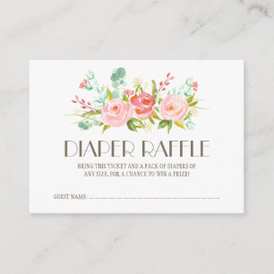 Tarjeta De Recepción Rosa Garden Baby Diaper Raffle Ticket