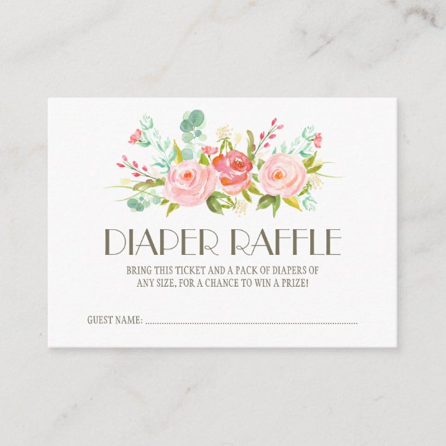 Tarjeta De Recepción Rosa Garden Baby Diaper Raffle Ticket (Anverso)