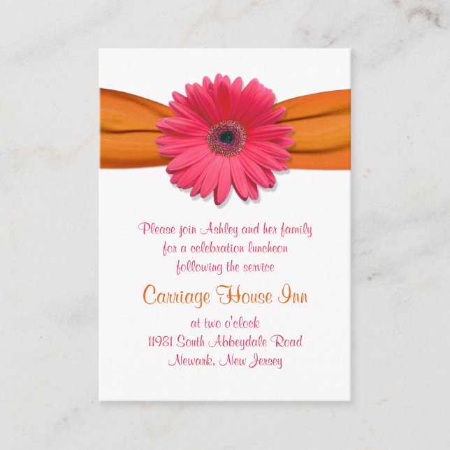 Tarjeta de recepción Rosa Gerber Daisy Bat Mitzvah (Anverso)
