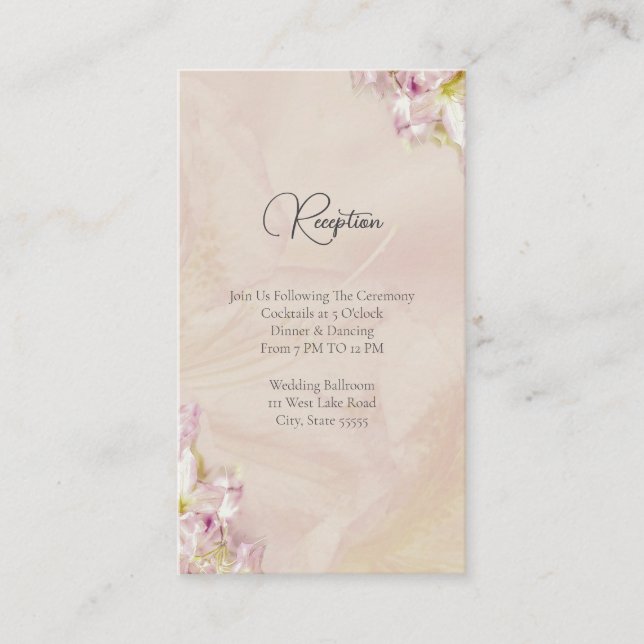 Tarjeta De Recepción Rosa Gold Azalea Boda (Anverso)
