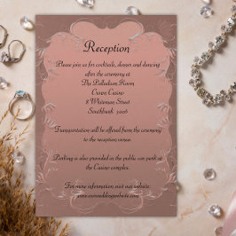 Tarjeta De Recepción Rosa Gold Elegant Damask Wedding