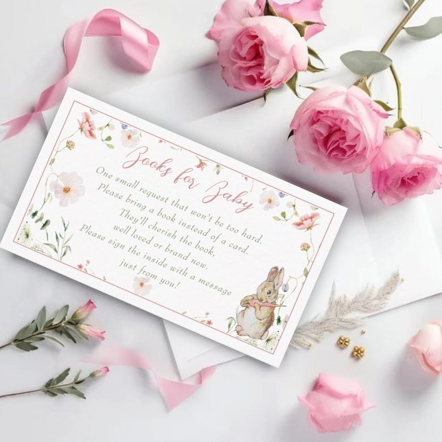 Tarjeta De Recepción Rosa Gold Floral Baby Bunny Baby Shower (Subido por el creador)