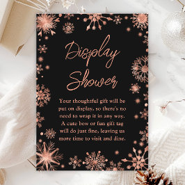 Tarjeta De Recepción Rosa Gold Snowflakes Wind Display Shower