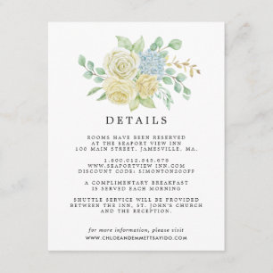 Tarjeta De Recepción Rosa Hydrangea Boda Floral Detalles del invitado