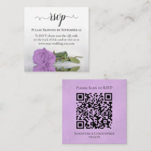 Tarjeta De Recepción Rosa Lilac Purple Elegant Wedding RSVP Código QR