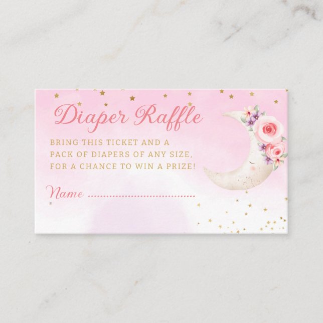 Tarjeta De Recepción Rosa lindo sobre el pañuelo Baby Shower de la Luna (Anverso)