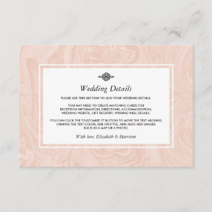 Tarjeta De Recepción Rosa Marcado Elegante Boda Vintage Detalle Inserta