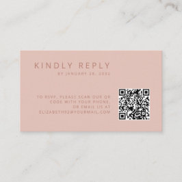 Tarjeta De Recepción Rosa mínimo simple y polvoriento Código QR RSVP