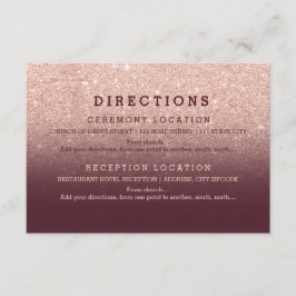 Tarjeta De Recepción Rosa moderno purpurina de oro burgundy detalles bo